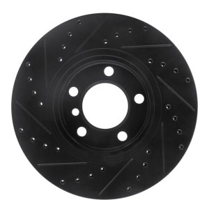 Mini Cooper Paceman Brake Rotor (1) - Front Right - R1 Concepts - Drilled & Slotted - Black - `11-`16